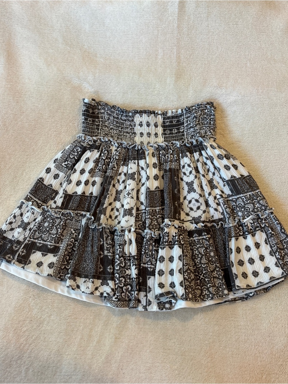 Altar'd State Grey and White Patchwork Skirt